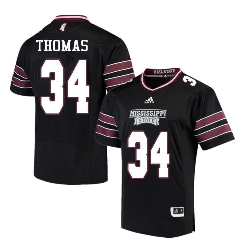 Men #34 Cory Thomas Mississippi State Bulldogs College Football Jerseys Sale-Black